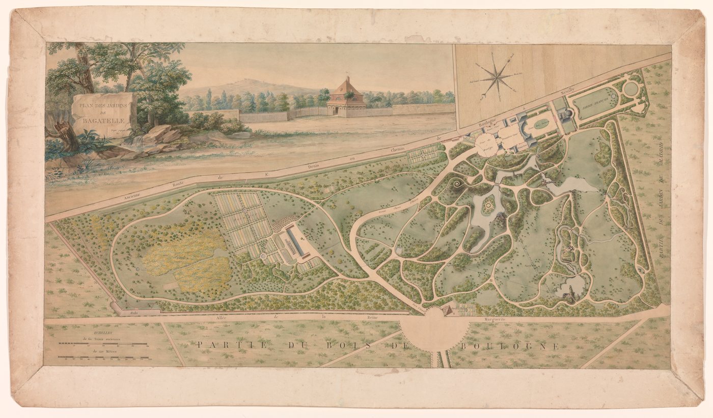 通路と区画が細かく描かれたシャトー・ド・バガテルの庭園平面図